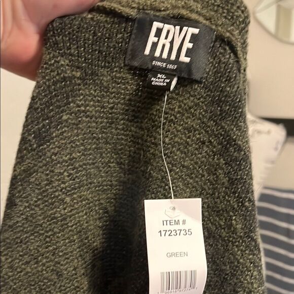 Frye Green Black Geometric Aztec Design Pockets Sweater Cardigan Boho Modern - Picture 6 of 12